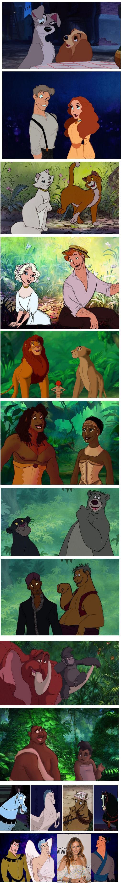 Disney animals and their human forms.