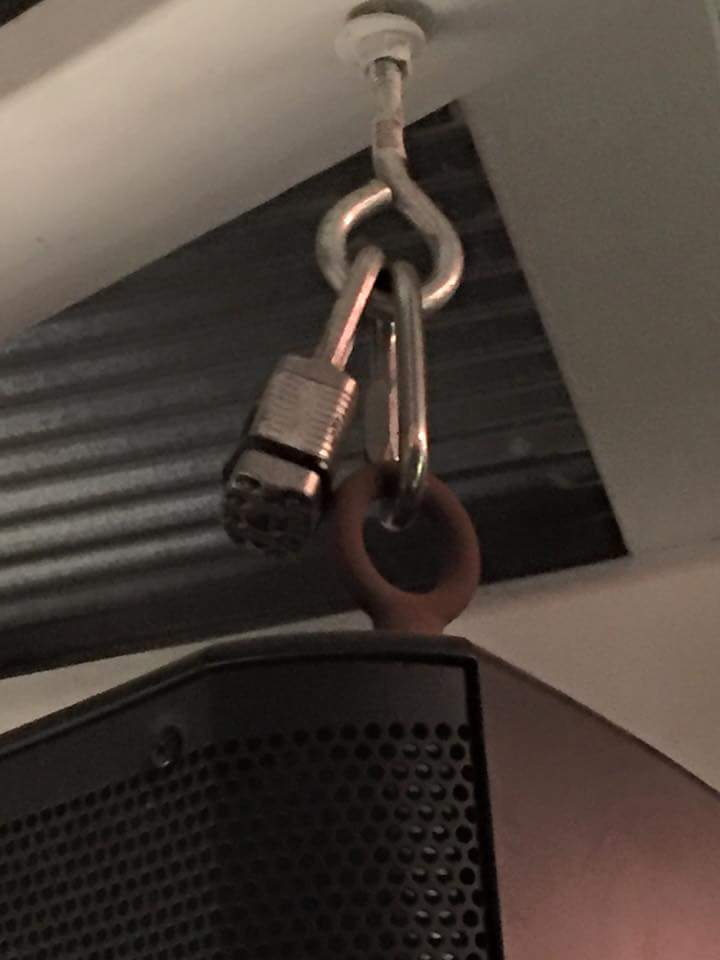 This bars solution to their outdoor speakers always getting stolen