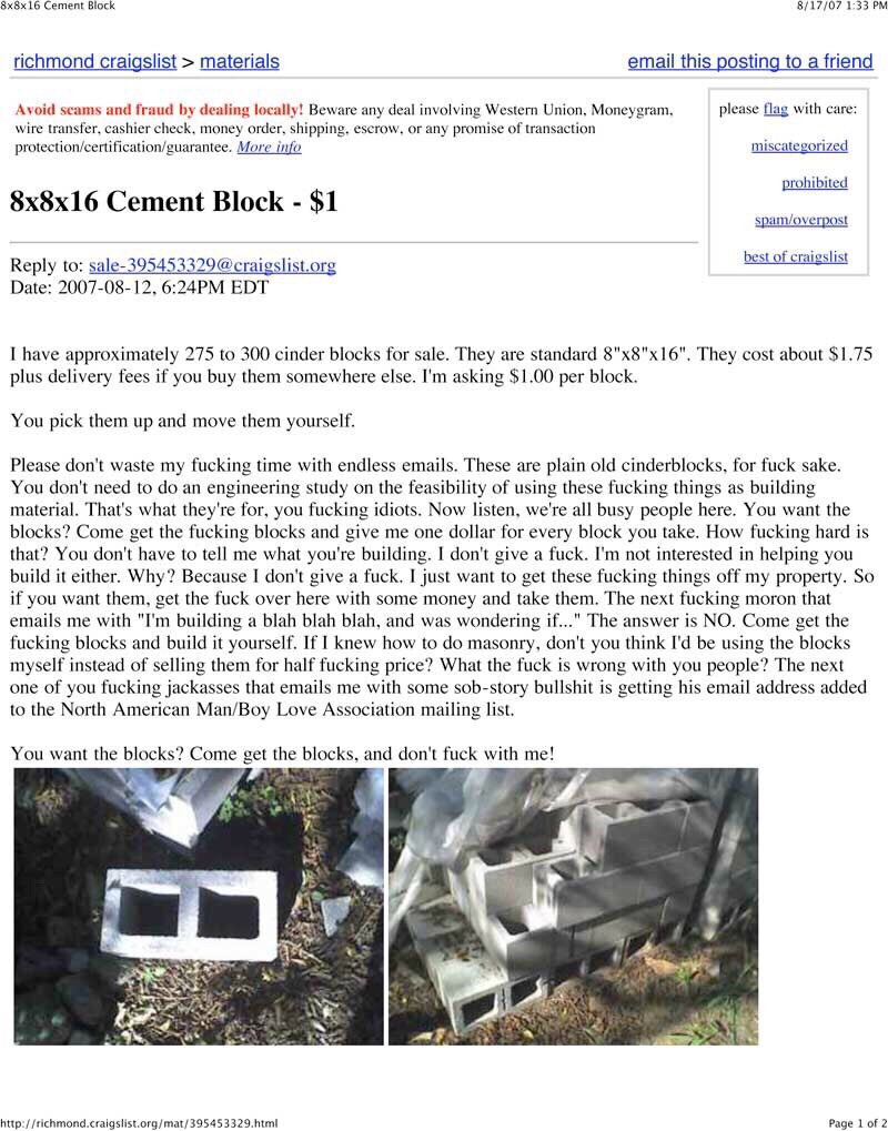 Cinder blocks for sale