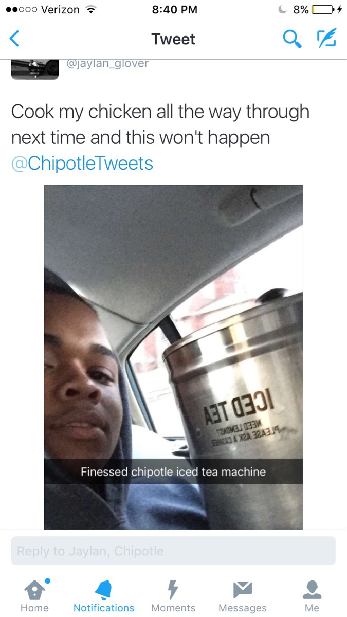 Next time cook the chicken all the way @chipotle