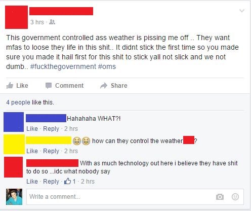Bad weather is a government conspiracy!