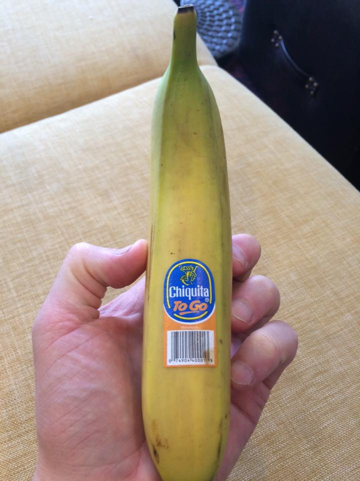 Unlike other bananas, this one is specially packaged in a To Go container.