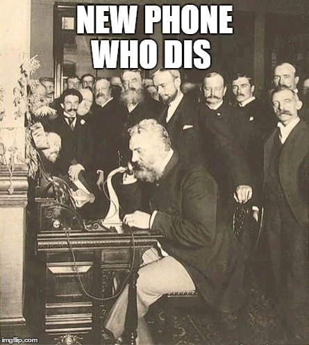 The creator of the telephone, testing out his new invention