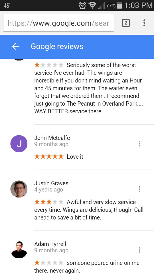 Typical Restaurant Reviews