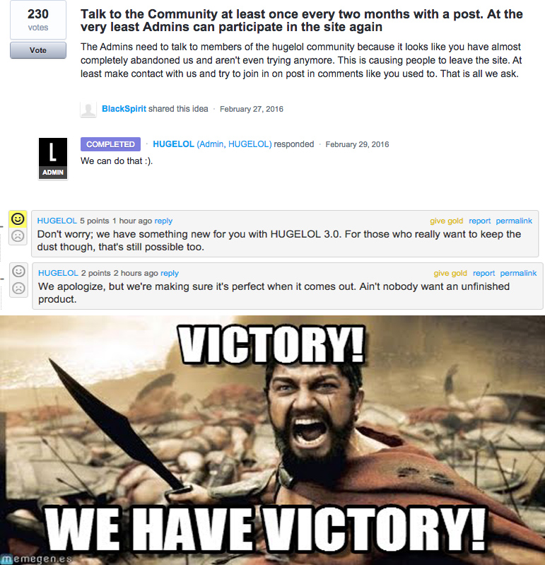 The plan worked! We got the Admins Back! Hell ***ing YEAH!