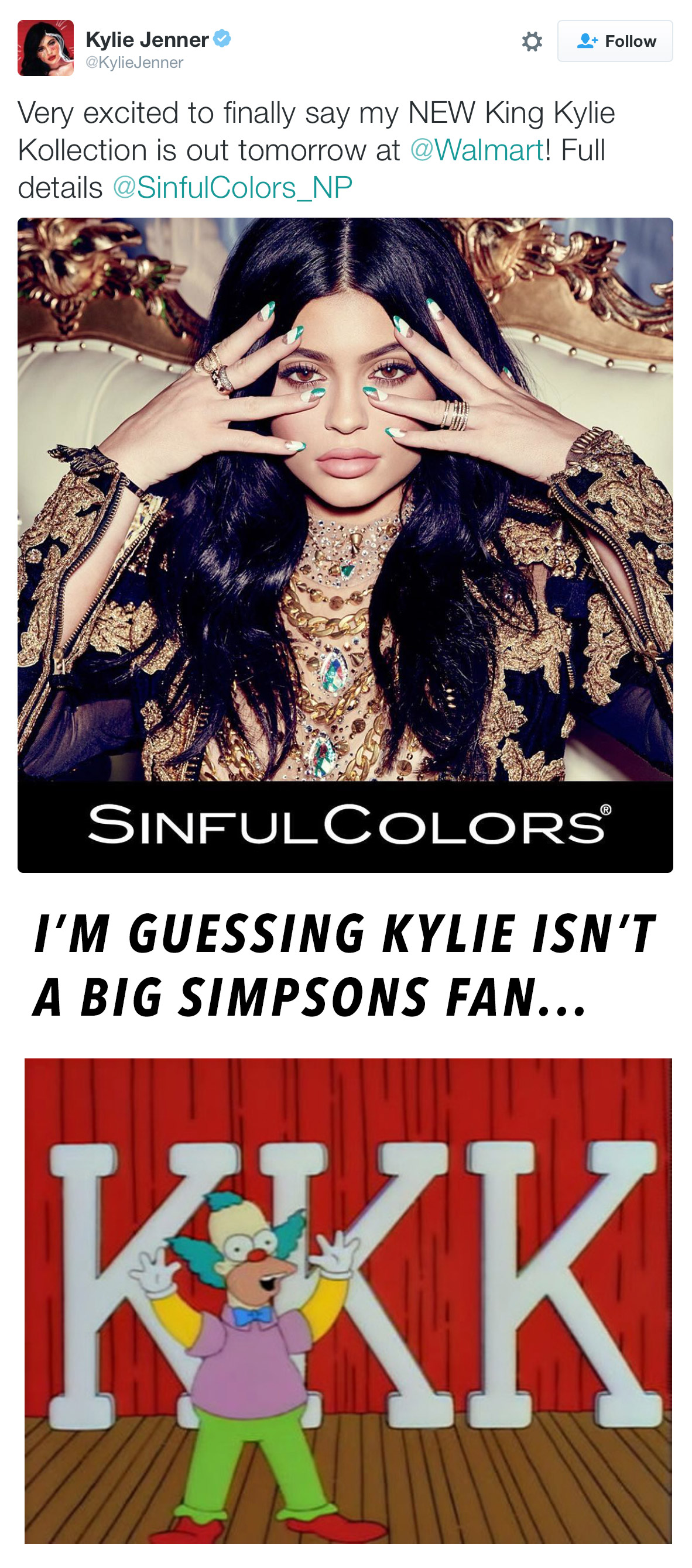 I'm guessing Kylie Jenner isn't a big Simpsons fan