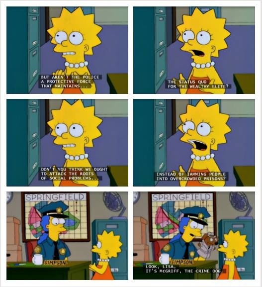 Lisa questions the role of police and the prison industrial complex.