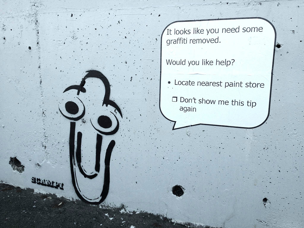 But paper clip, you are the graffiti1