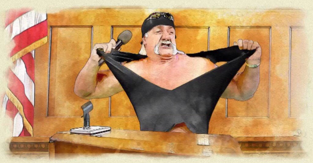 Actual courtroom sketch from Hulk Hogan's lawsuit
