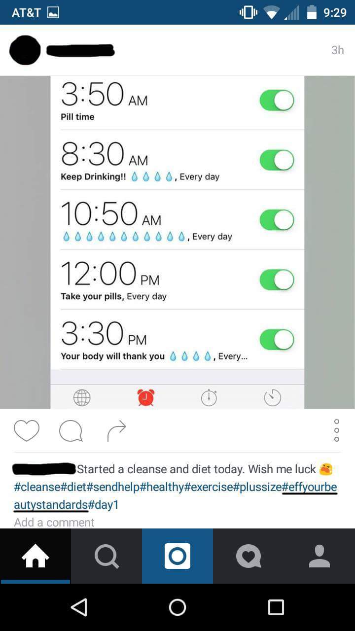 Why did she hashtag "effyourbeautystandards" if she's trying to lose weight?
