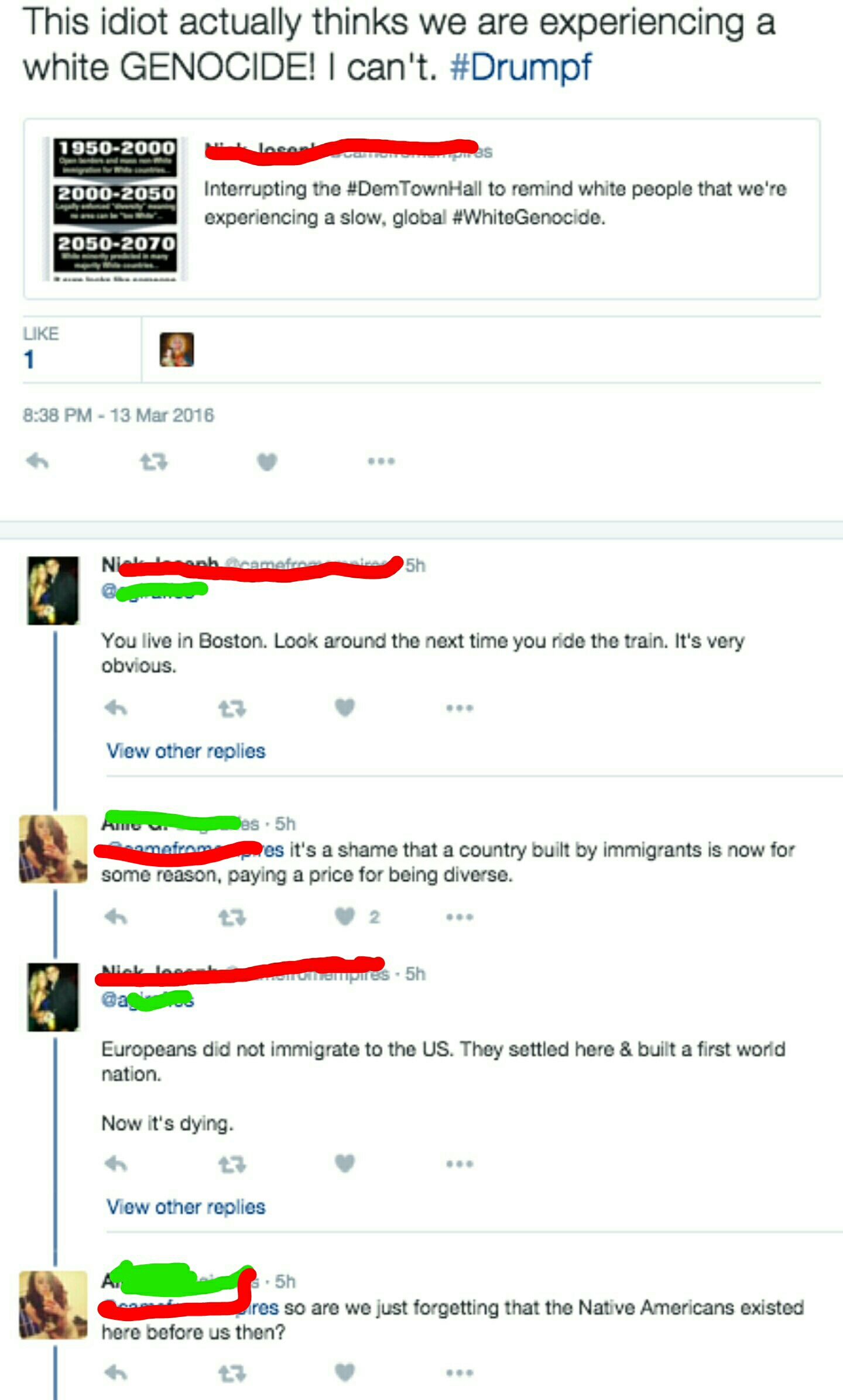 Trying to argue that "White Settlers" were Native people & other races are bad