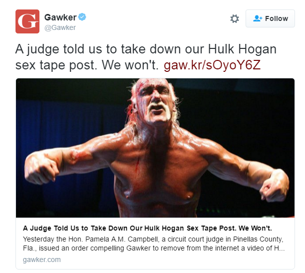 Gawker is going to go down hard