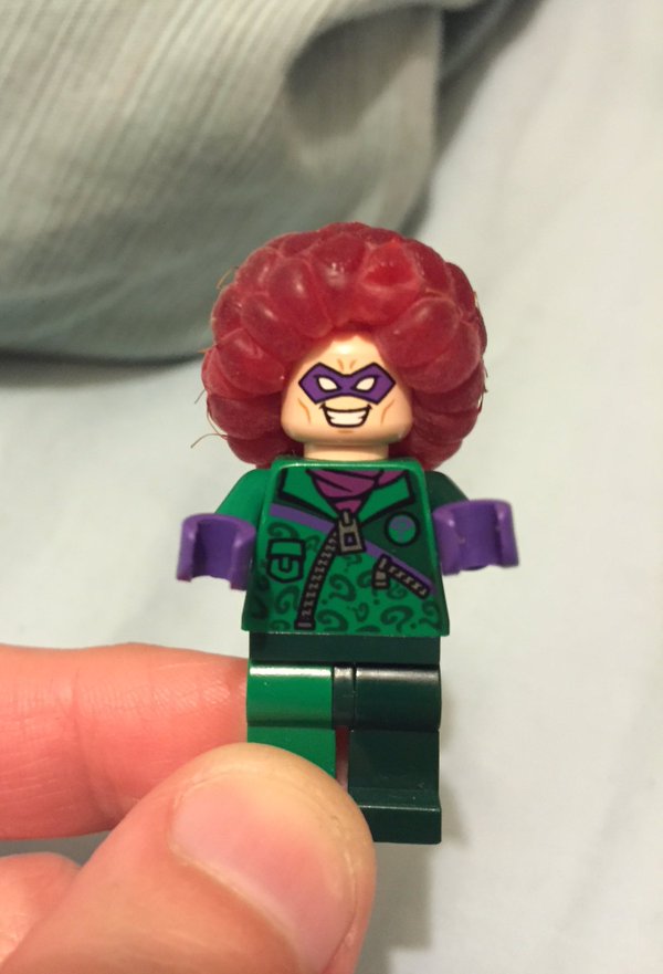 Raspberries make good Lego afros.