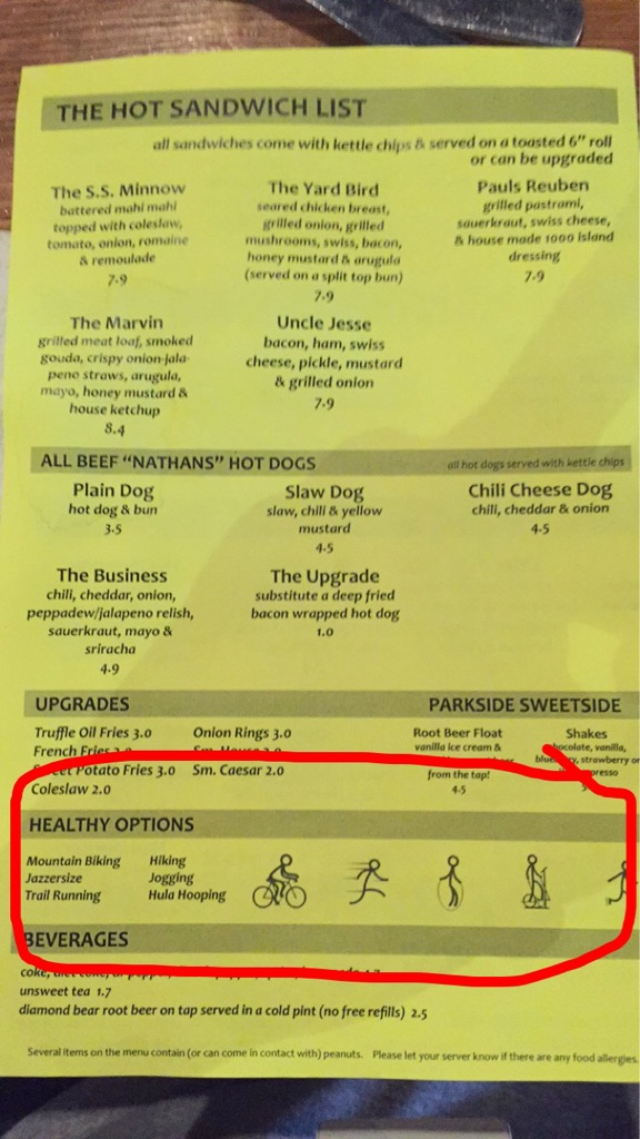 The "healthy options" at a local burger joint