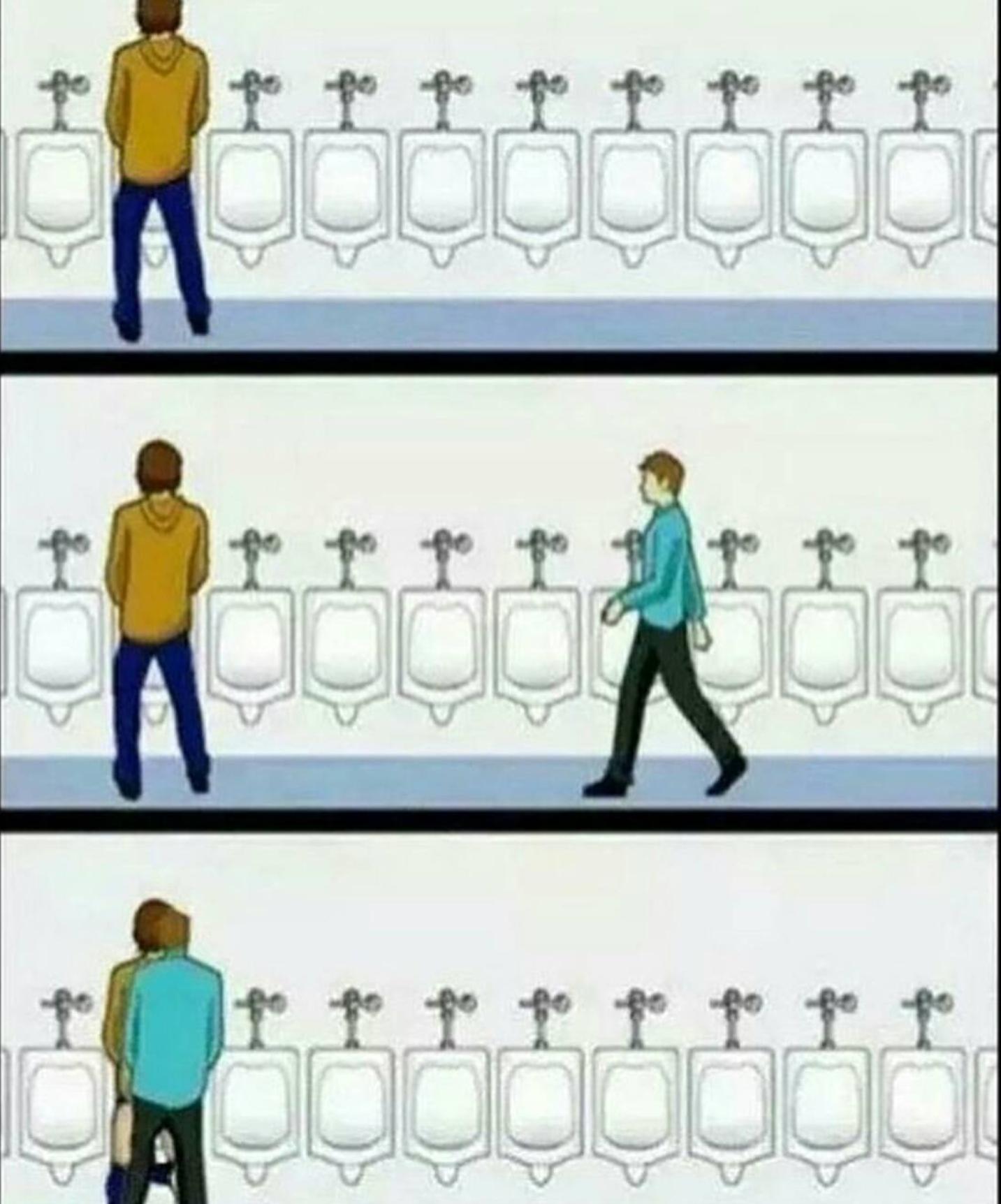 When someone doesn't know proper urinal etiquette