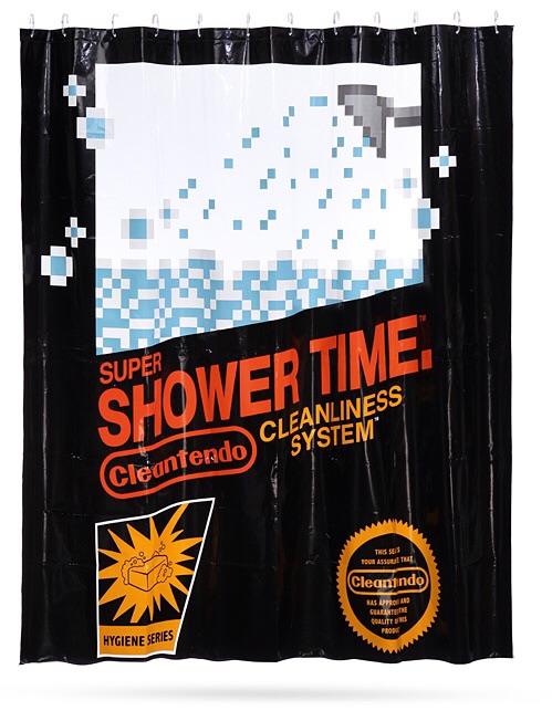 Retro gaming shower curtain