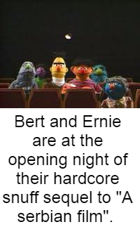 While the audience tremble in horror of what they are watching, Ernie gets slightly eroused.