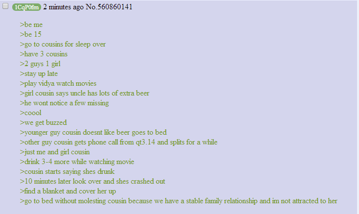 Anon having a sleepover with his cousins