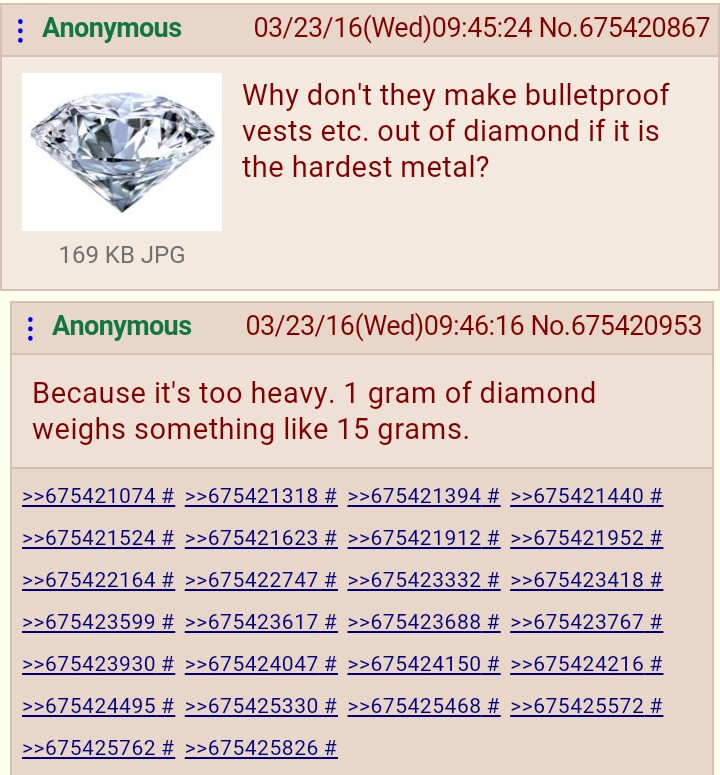 Diamonds are too heavy