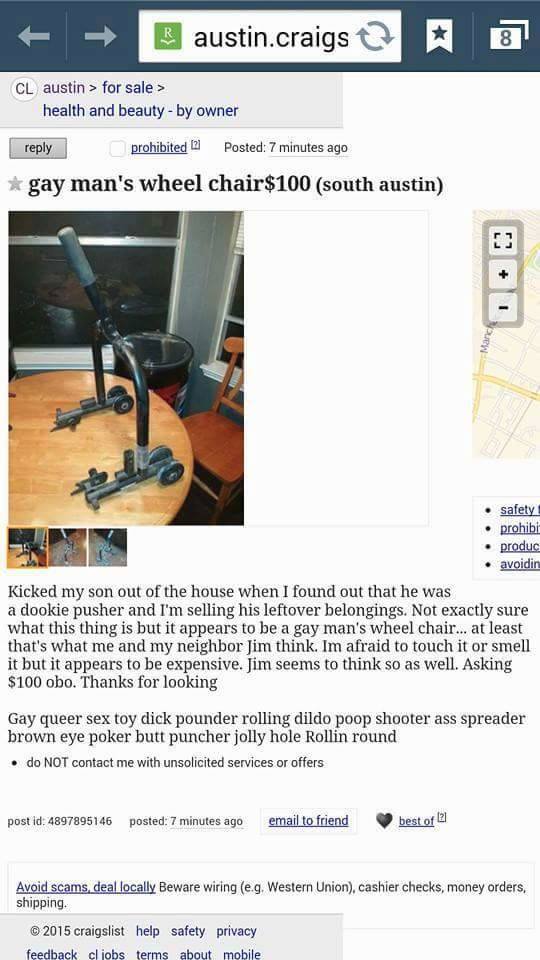 "Gay man's wheelchair" for sale