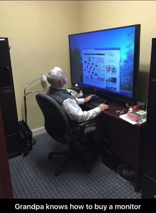 Poor eyesight and a desire to game leads to this grandpa's battlestation