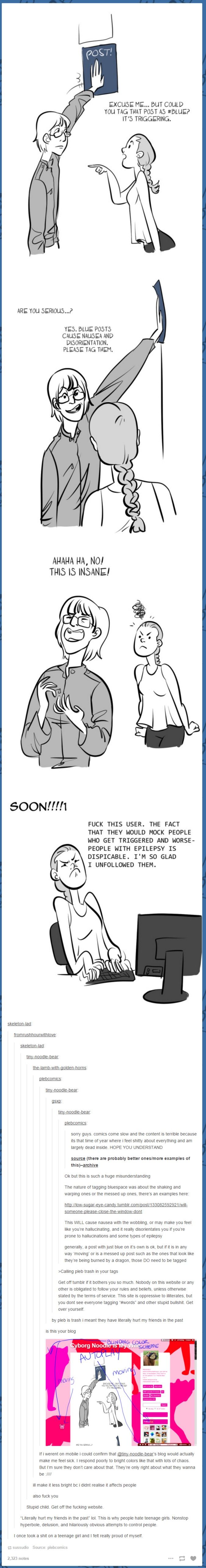 tumblrista caring what "offend" her, not other