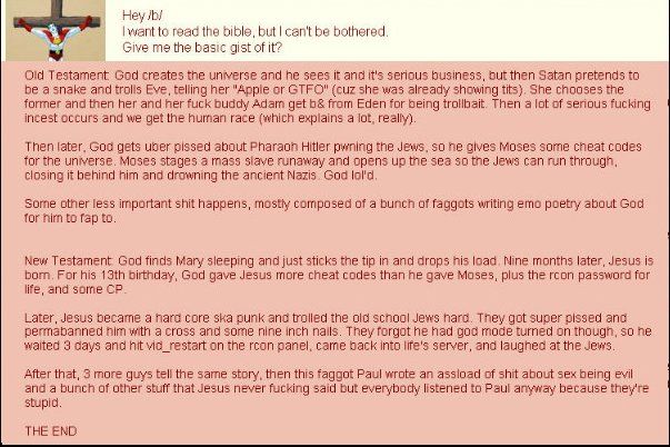 /b/ makes a short summary of the bible