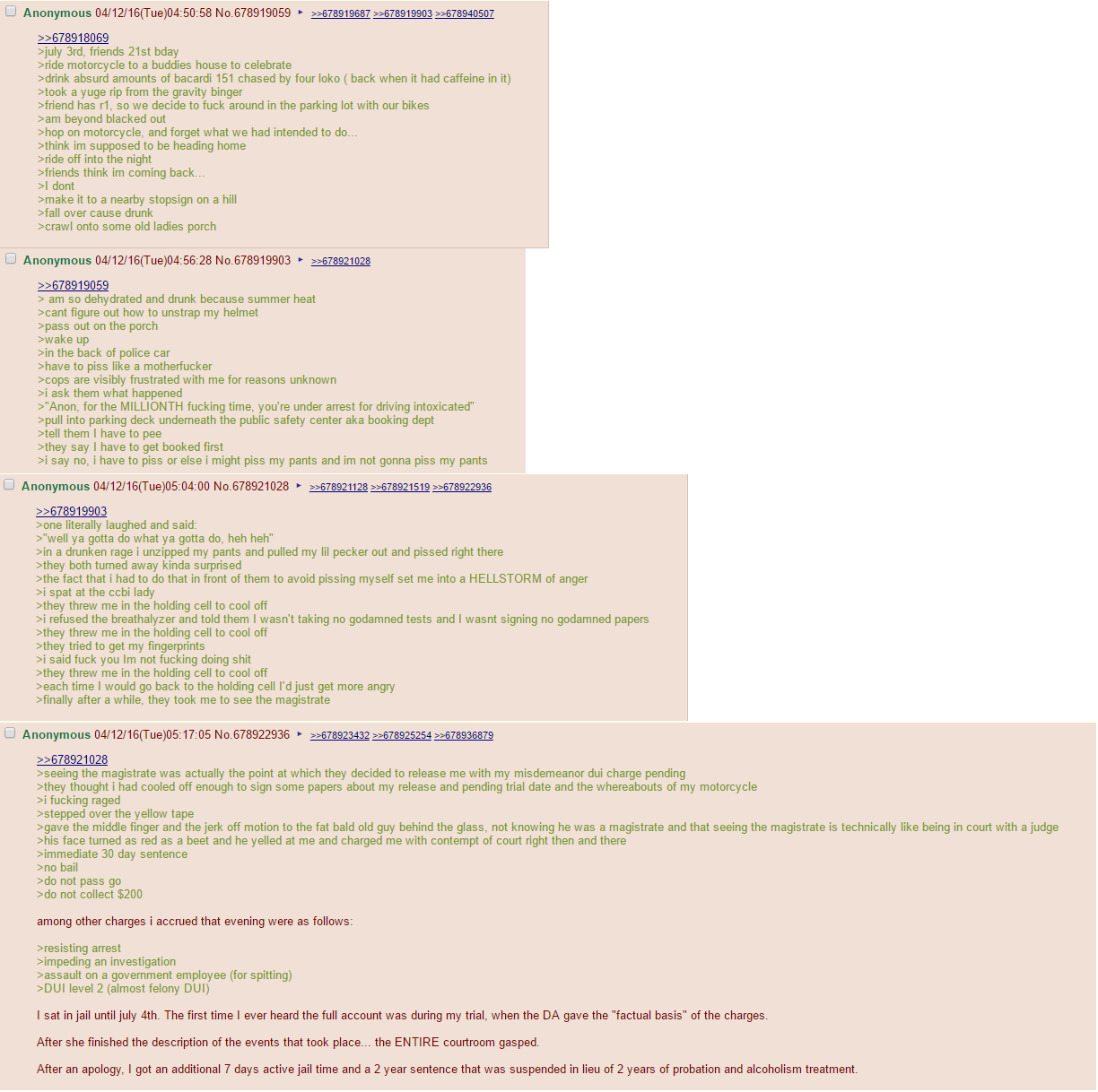 Anon gets drunnk and arrested