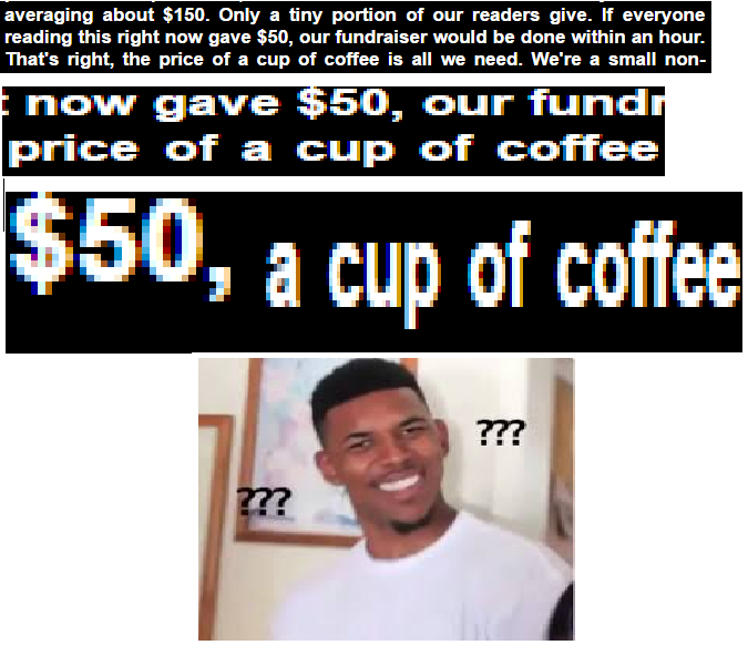 50$ a cup? (wikipedia fundraising)