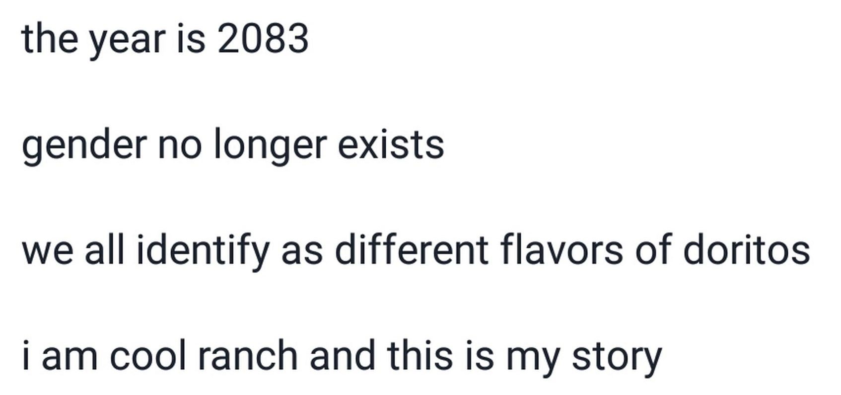 L am in year. \All \exists. No longer exist. Am cool.