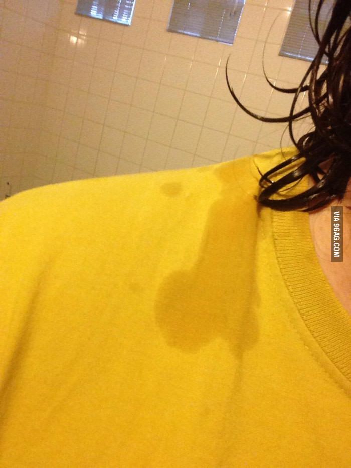 When you put on your shirt after showering and your wet hair decides to make a dick