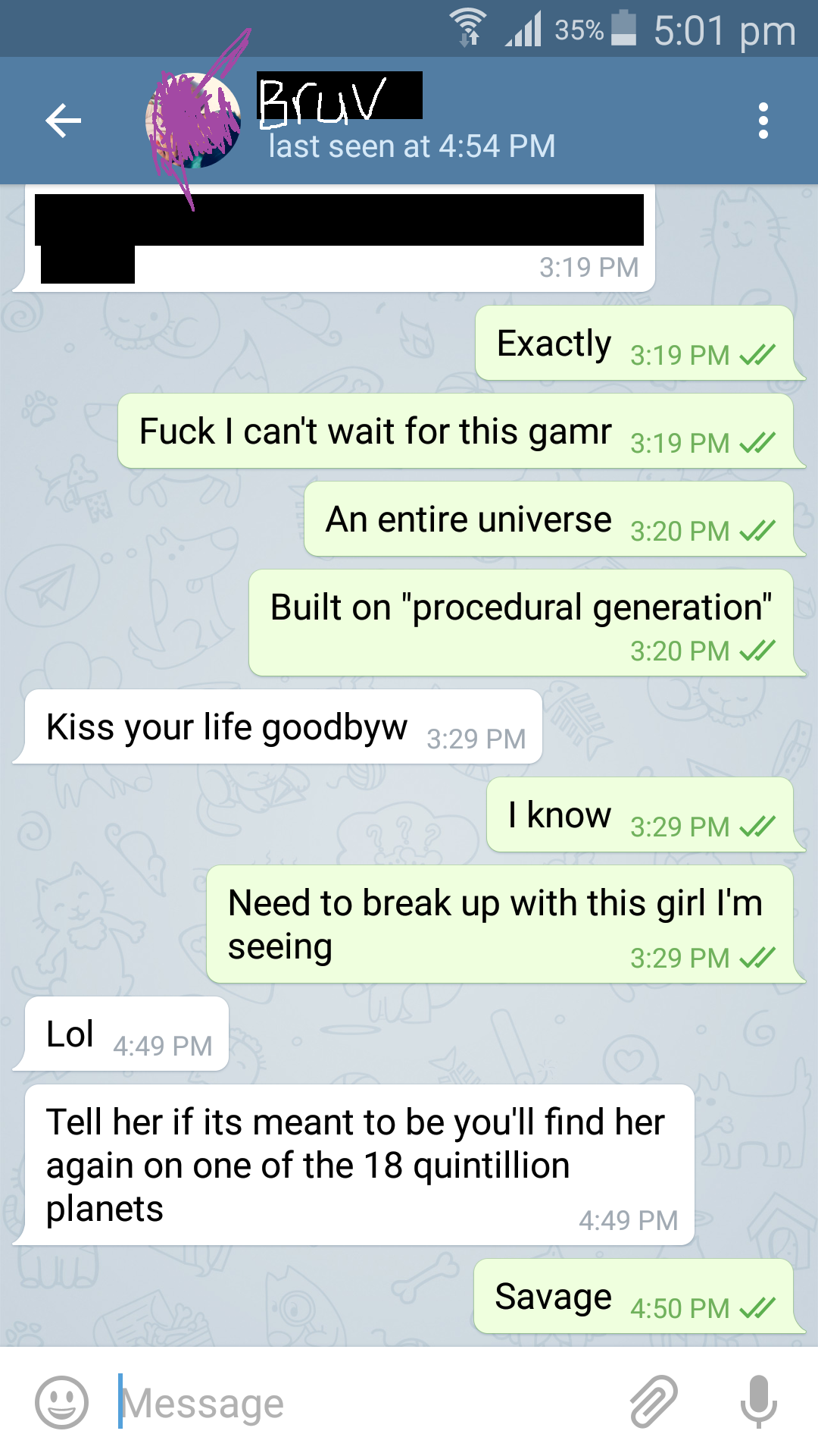 Convo with my bruv about No Man's Sky.