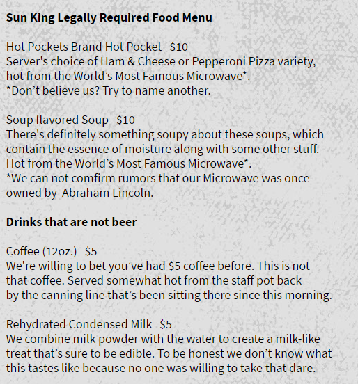This is what you get when a local law requires one of our breweries to serve food.