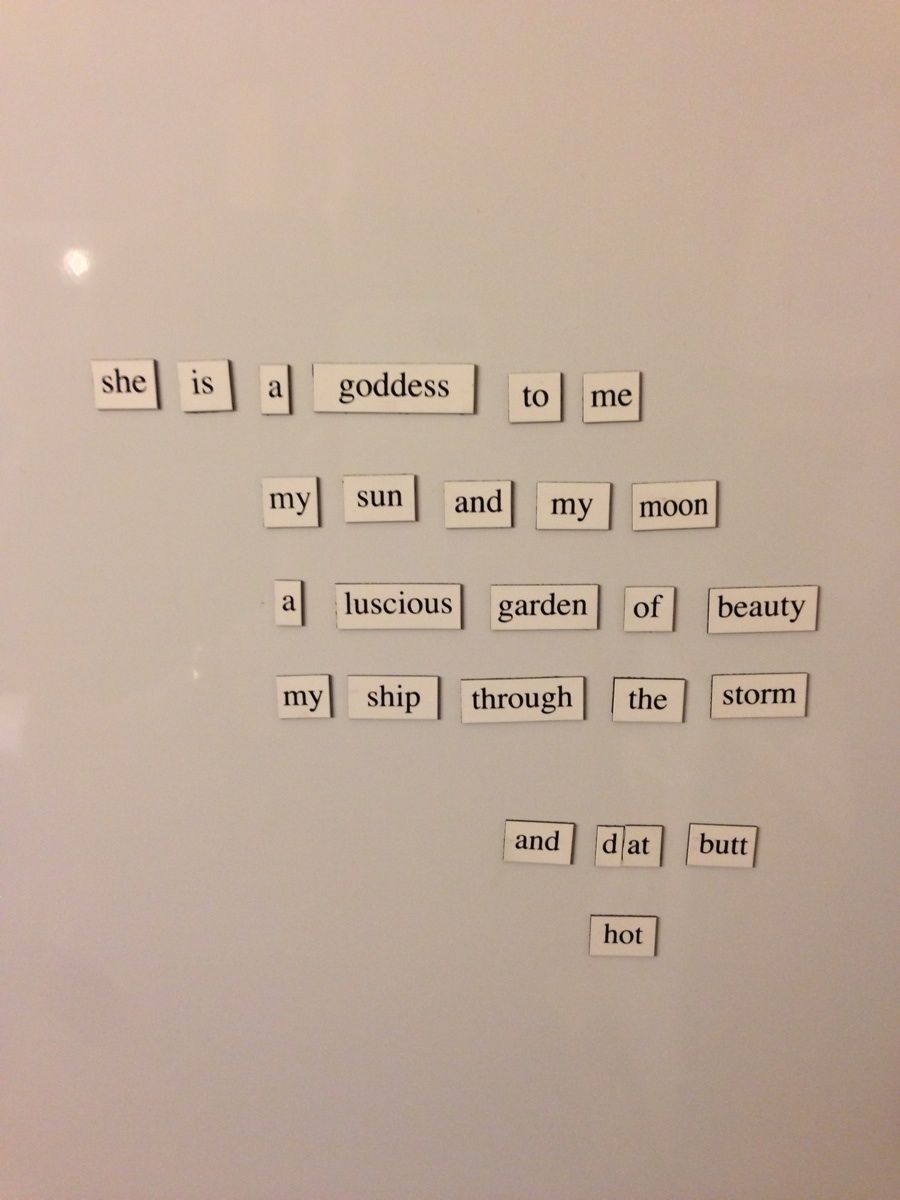 My wife didn't appreciate my fridge magnet poem.