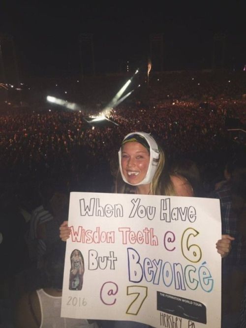 She knows that the only way to enjoy a Beyonce concert is by being heavily drugged