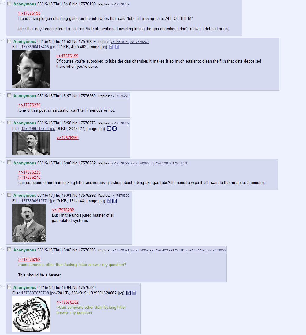 Anon asks for advice on lubing gas chambers