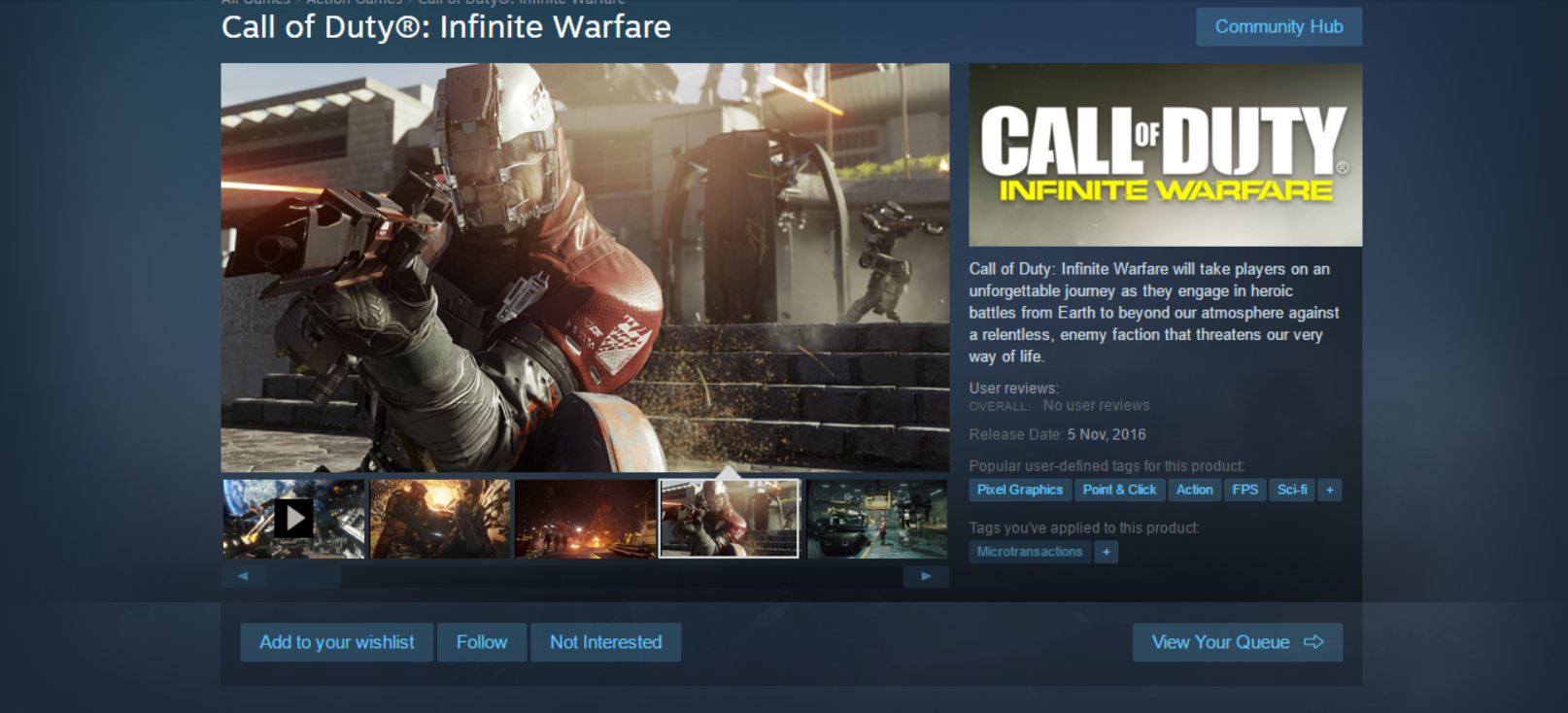 CoD; Infinite Warfare's tags