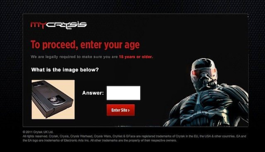Crysis 2's website had the best age gate security ever
