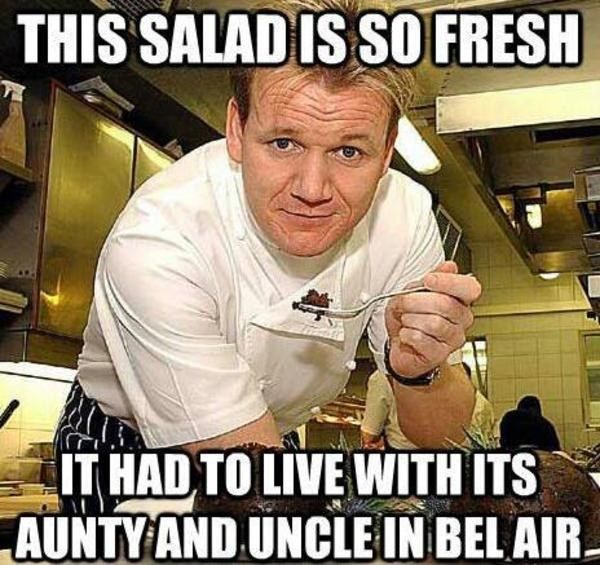 The salad is fresh, but the meme was frozen.