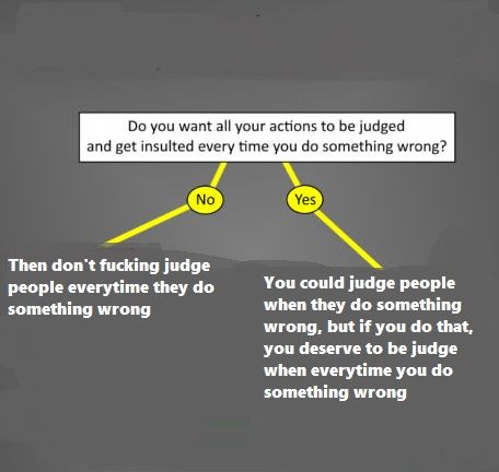 Don't ***ing judge other people if you don't want to be judged