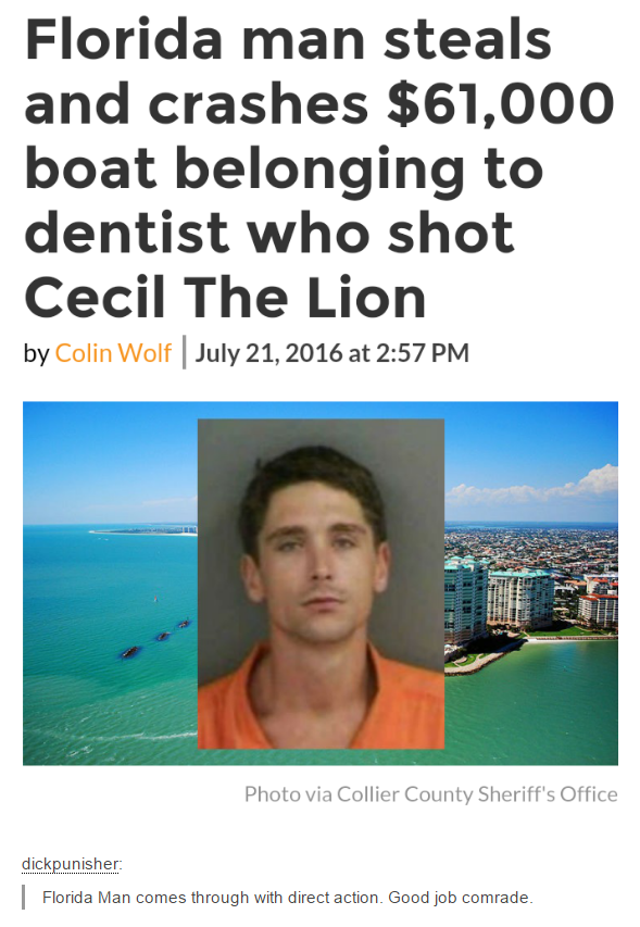 If Florida man did it for Cecil, Florida man will do it for Harambe