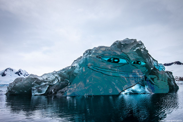 "An extremely rare flipped over Icebeberg in Antarctica"