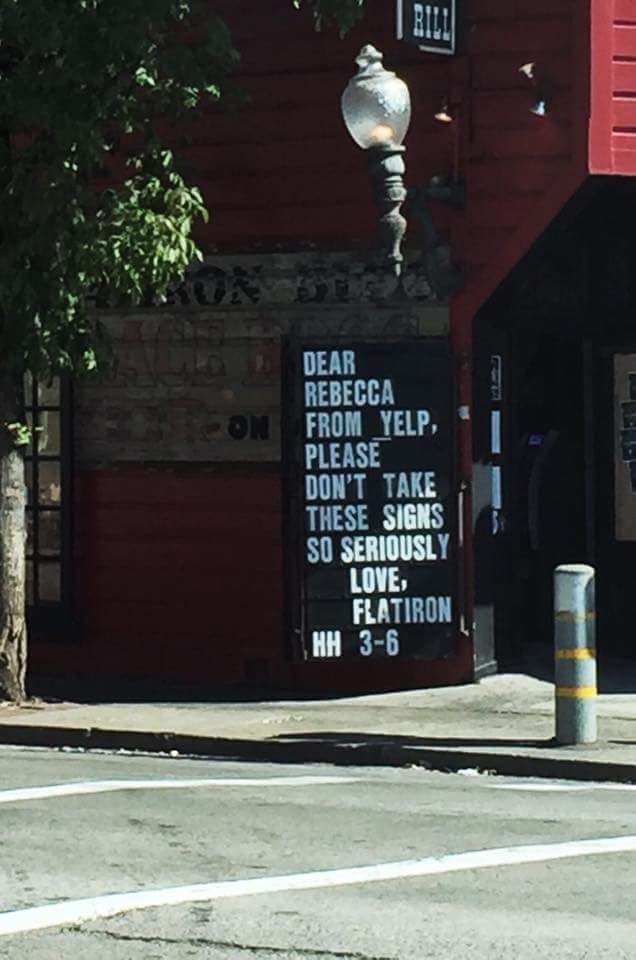 My local bar's response to a Yelp review.