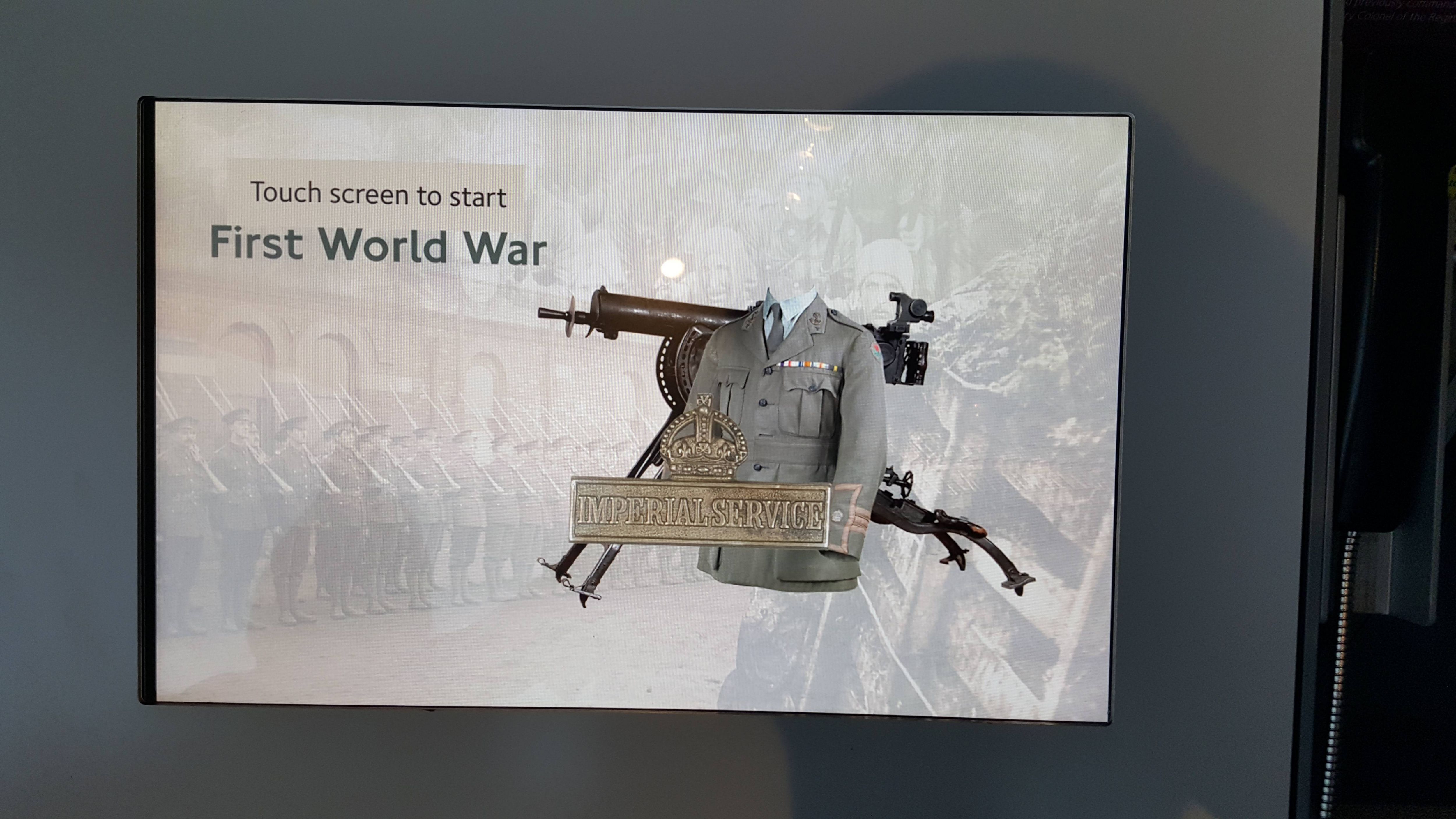 In a museum and I don't think I should touch the screen, just in case.