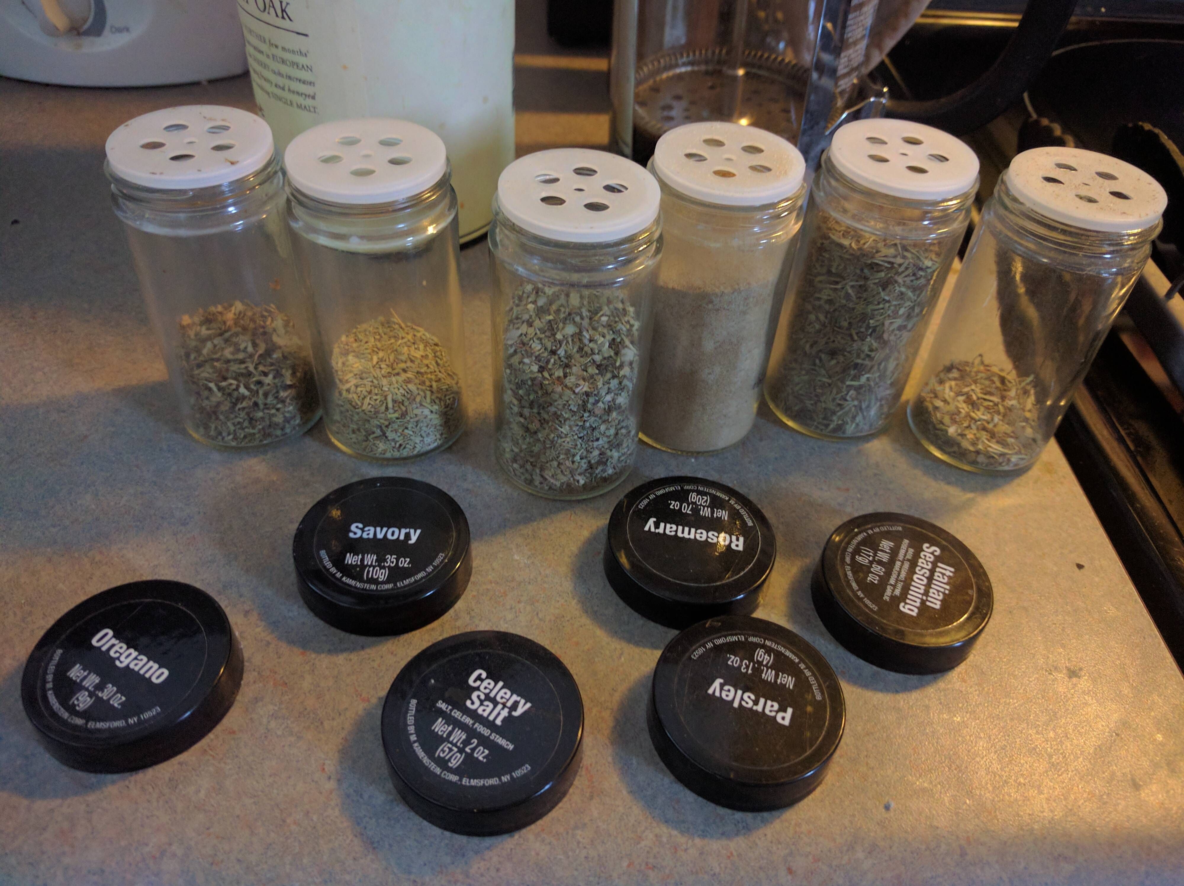 Pro tip: When cooking, don't remove all the spice lids at the same time.