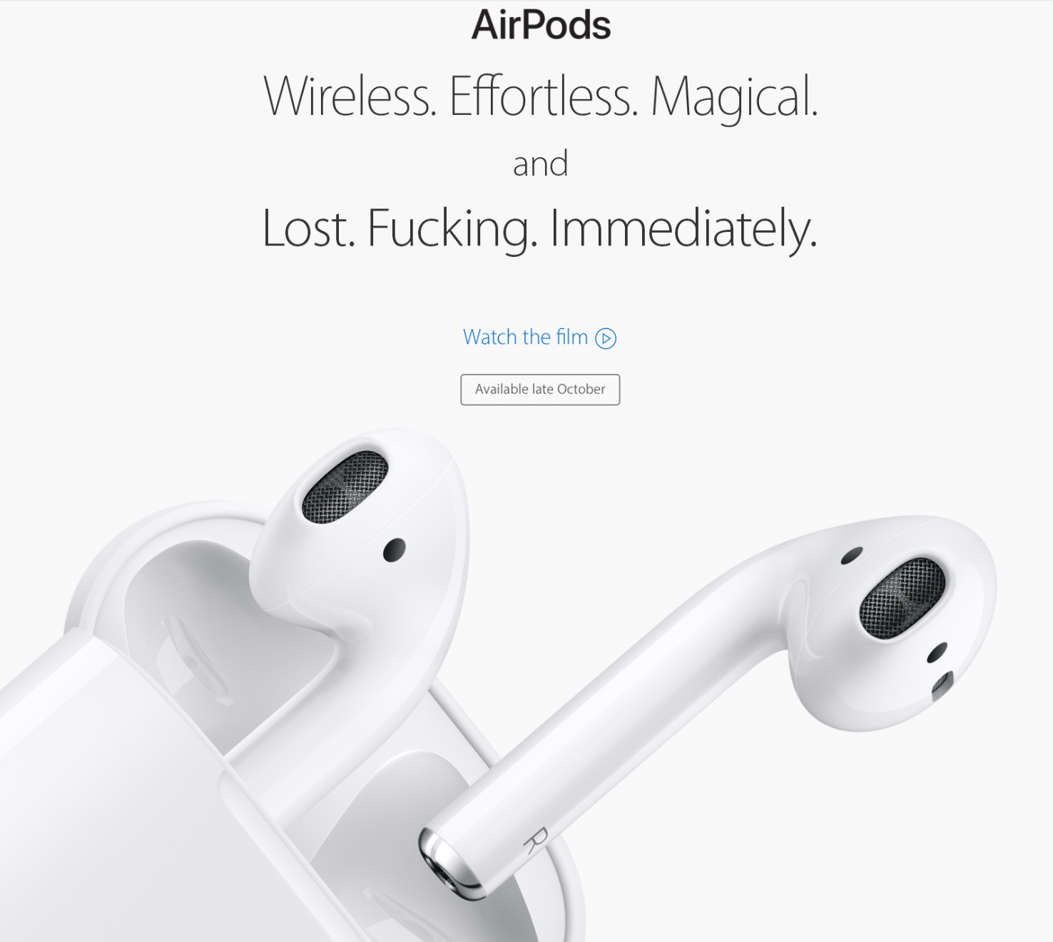 Apples new Air Pods. Wireless. Effortless. Magical. and...