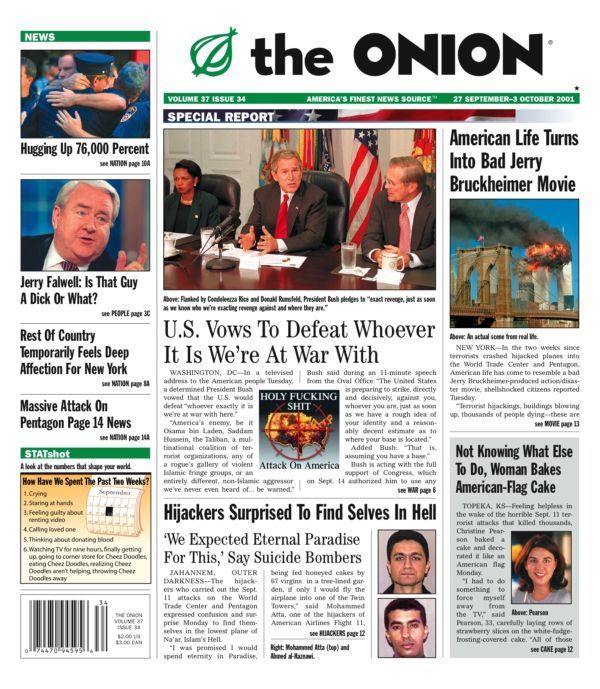 The Onion's 9/11 Front Page