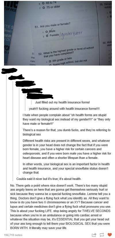 Your biological sex is medically important, actually.