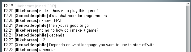 So this one guy enters a developer chat room...