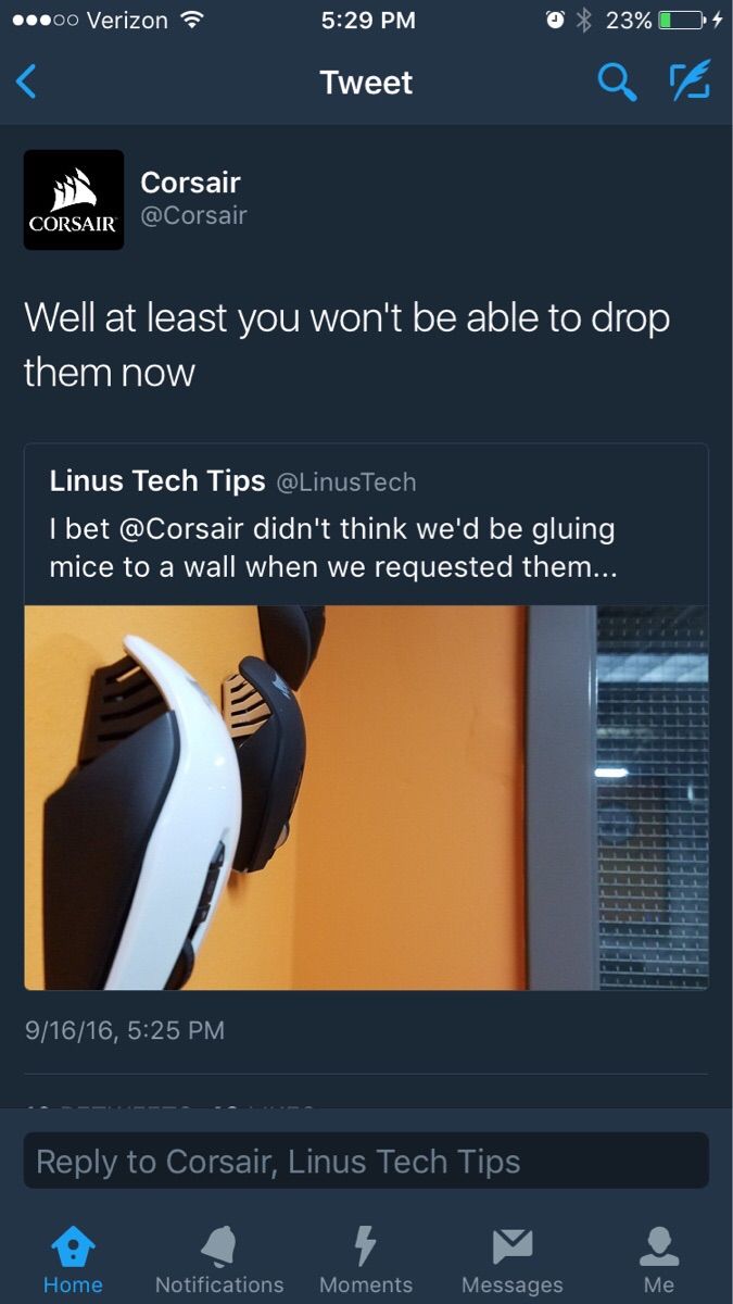 Linus gets roasted by Corsair